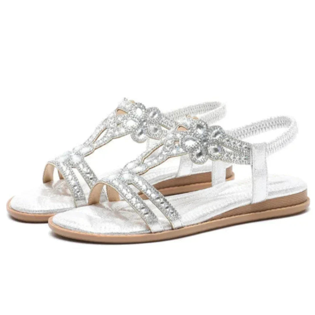 Sandales À Bride Arrière Aria Avec Strass Floral Et Semelle Rembourrée Confort Toute Journée
