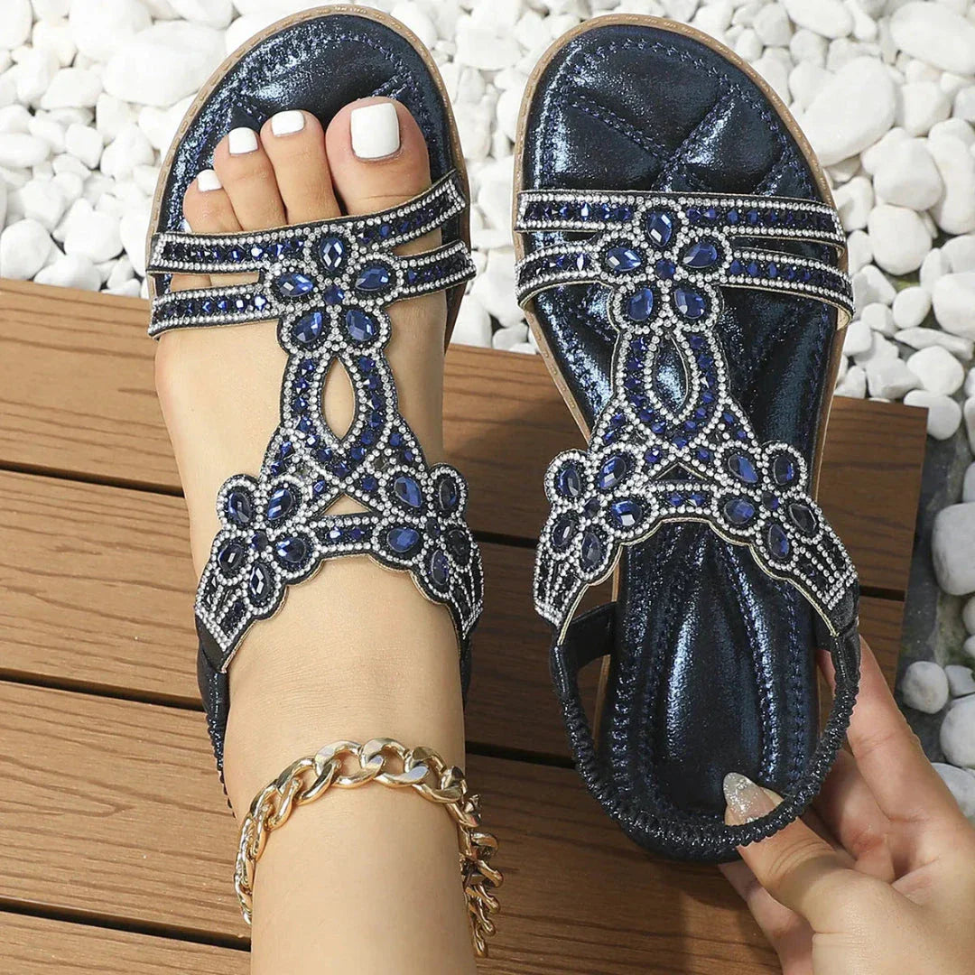 Sandales À Bride Arrière Aria Avec Strass Floral Et Semelle Rembourrée Confort Toute Journée