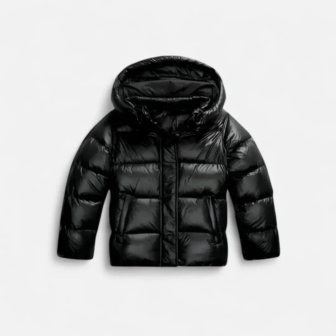 Doudoune Femme Court Matelassée À Capuche Brillante Avec Poches Latérales Coupe Slim Idéale Pour L'Hiver Chaud