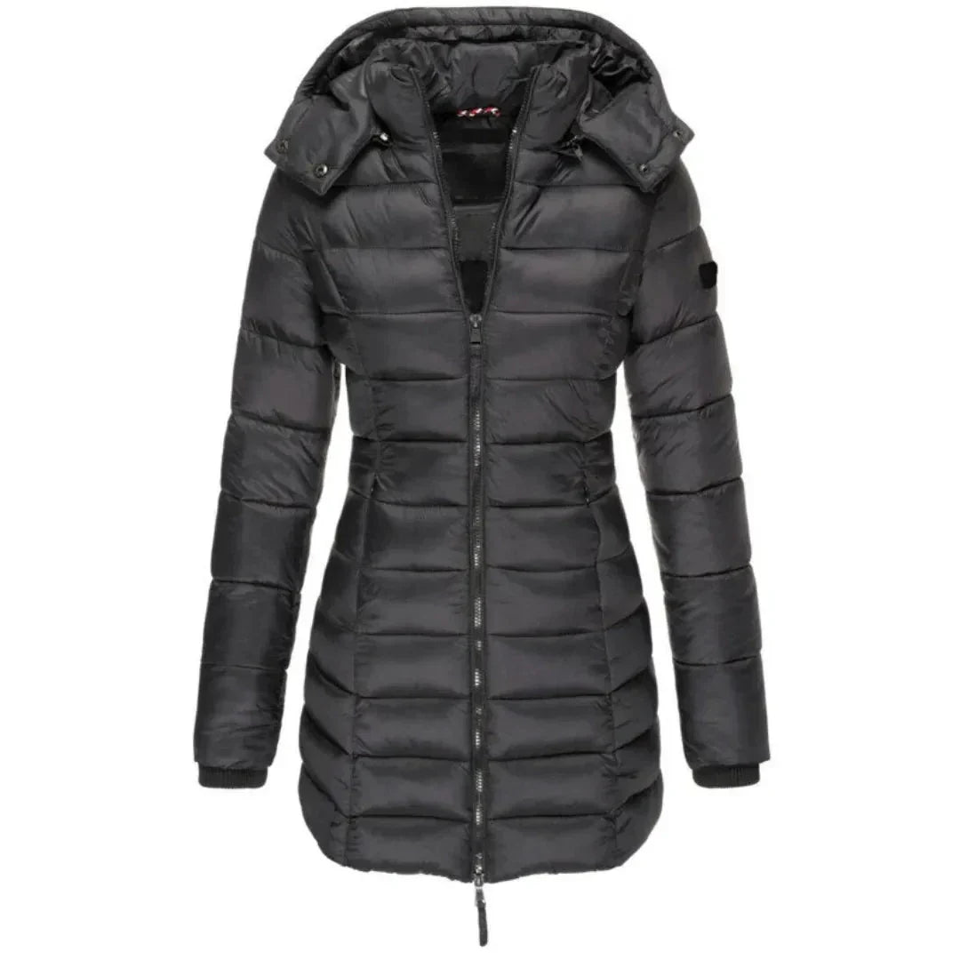 Veste Longue Duvet Pour Femme Avec Capuche Léger Et Chaud Silhouette Épurée Fermeture Éclair Durable