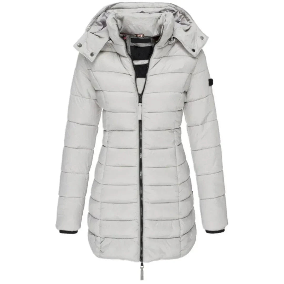 Veste Longue Duvet Pour Femme Avec Capuche Léger Et Chaud Silhouette Épurée Fermeture Éclair Durable