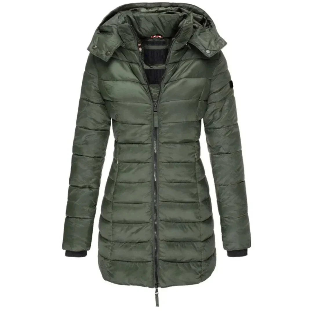Veste Longue Duvet Pour Femme Avec Capuche Léger Et Chaud Silhouette Épurée Fermeture Éclair Durable