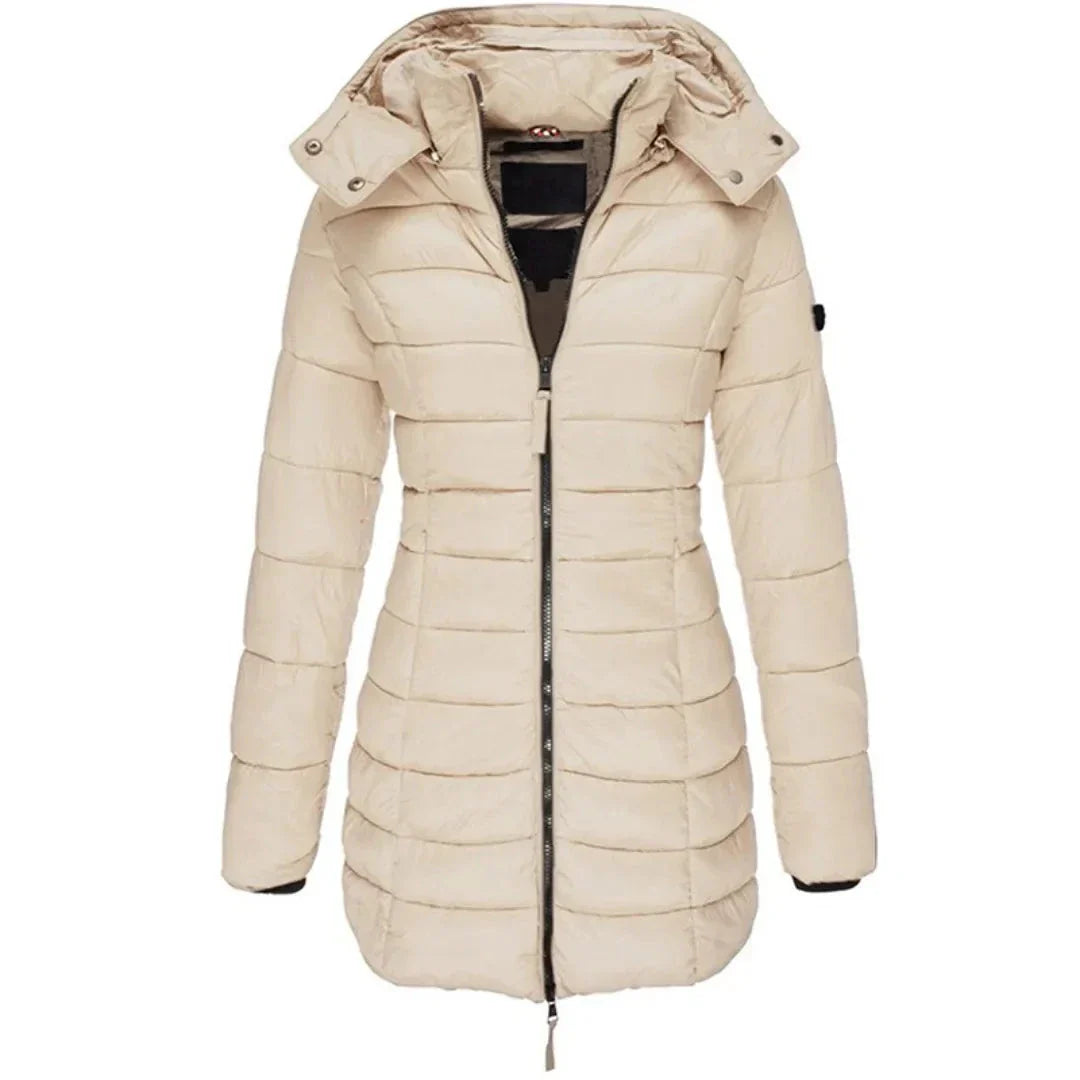 Veste Longue Duvet Pour Femme Avec Capuche Léger Et Chaud Silhouette Épurée Fermeture Éclair Durable