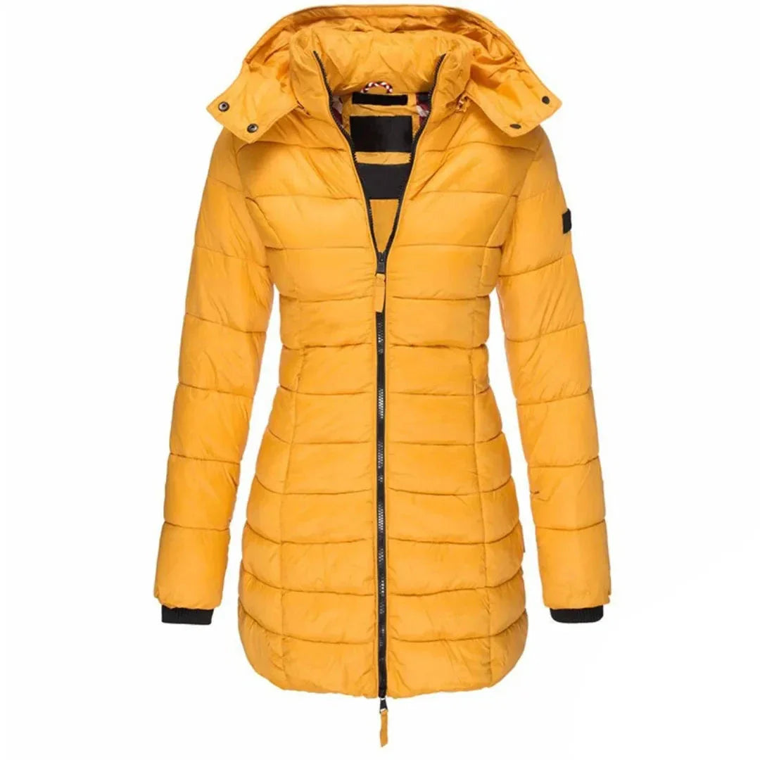 Veste Longue Duvet Pour Femme Avec Capuche Léger Et Chaud Silhouette Épurée Fermeture Éclair Durable
