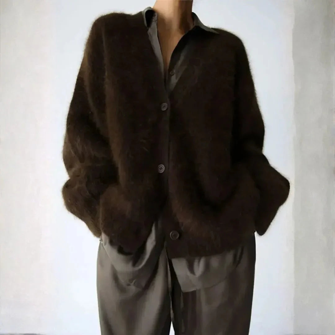 Cardigan Oversize En Maille Peluche Pour Femme Douillet Avec Fausse Cachemire Et Silhouette Décontractée