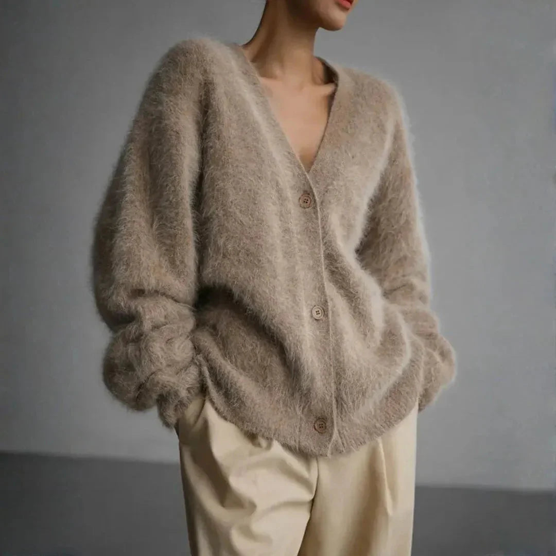Cardigan Oversize En Maille Peluche Pour Femme Douillet Avec Fausse Cachemire Et Silhouette Décontractée