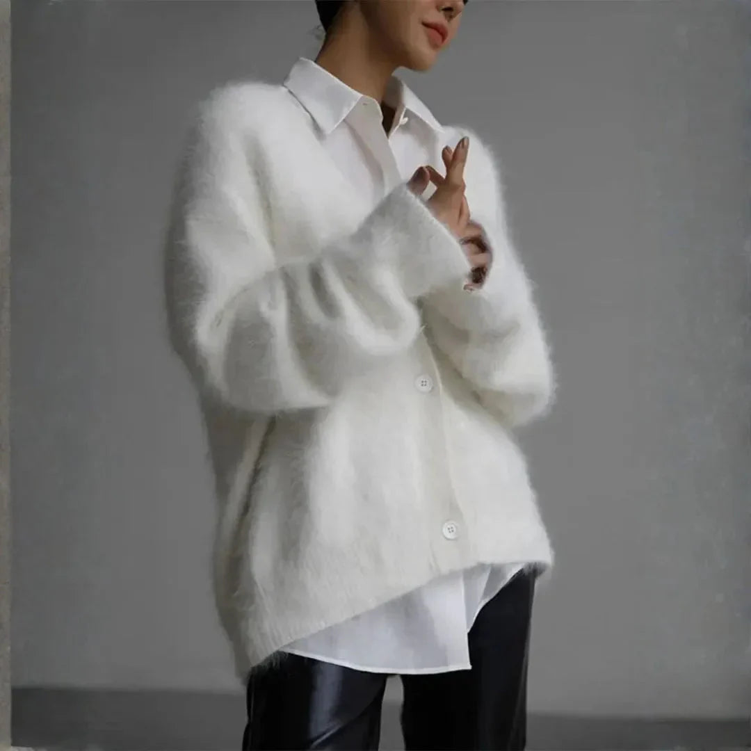 Cardigan Oversize En Maille Peluche Pour Femme Douillet Avec Fausse Cachemire Et Silhouette Décontractée