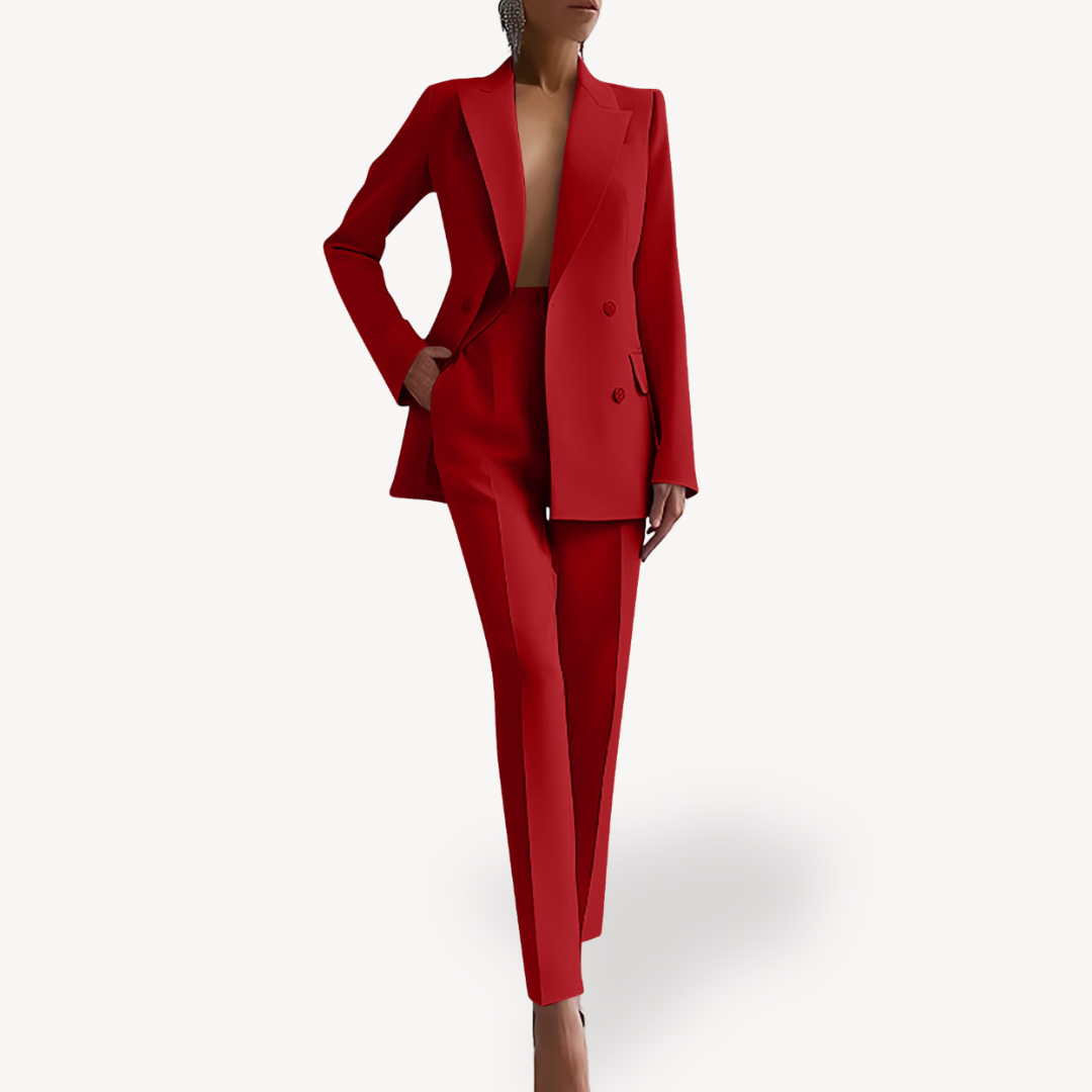 Fiona Ensemble Tailleur Femme Avec Veste Longue Structurée Amawinc Pour Femmes Professionnelles