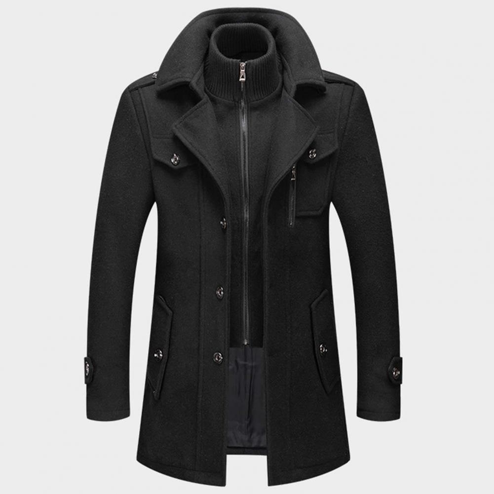 Manteau Homme En Mélange De Laine À Col Montant Avec Poches Pratiques Amawinc Pour Couches Tout Temps