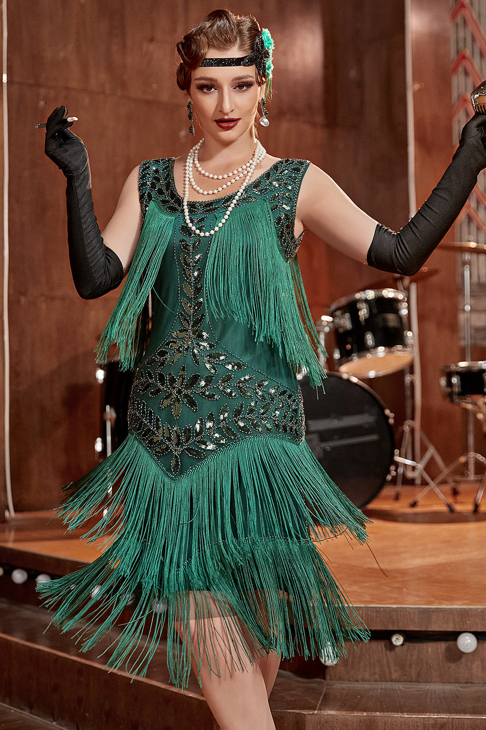 Robe Flapper Pour Femme Perles Et Sequins Franges Sans Manches Look Vintage Années Folles