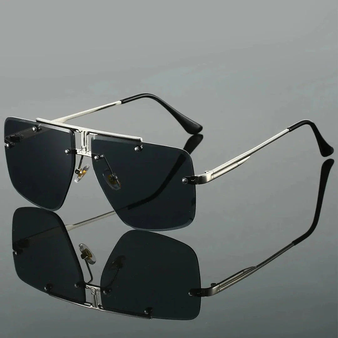 Lunettes De Soleil Oversize Carré Sans Cadre Zani Verres Dégradés Et Branches Métalliques Minimalistes