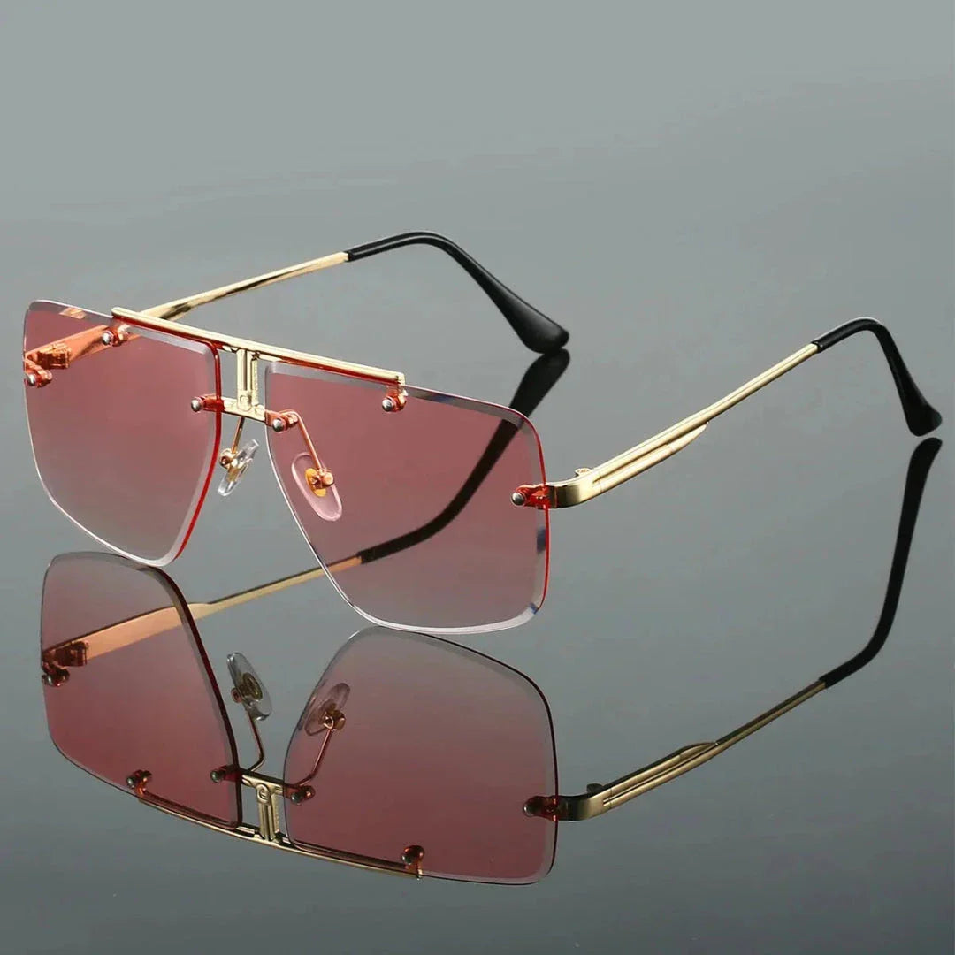 Lunettes De Soleil Oversize Carré Sans Cadre Zani Verres Dégradés Et Branches Métalliques Minimalistes