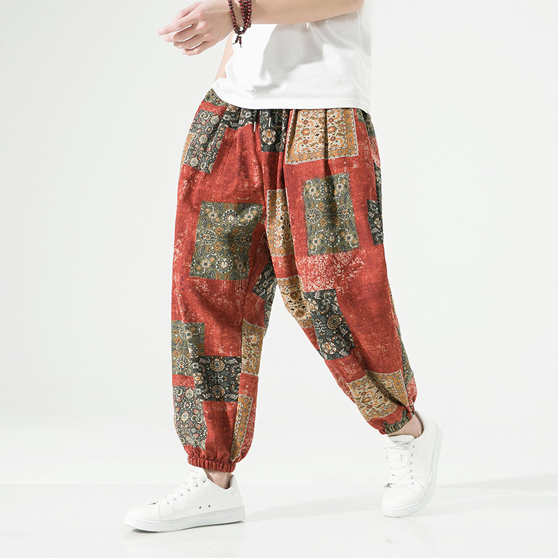 Pantalon en Lin Zenflow Respirant Décontracté avec Taille Elastique et Cordon de Serrage