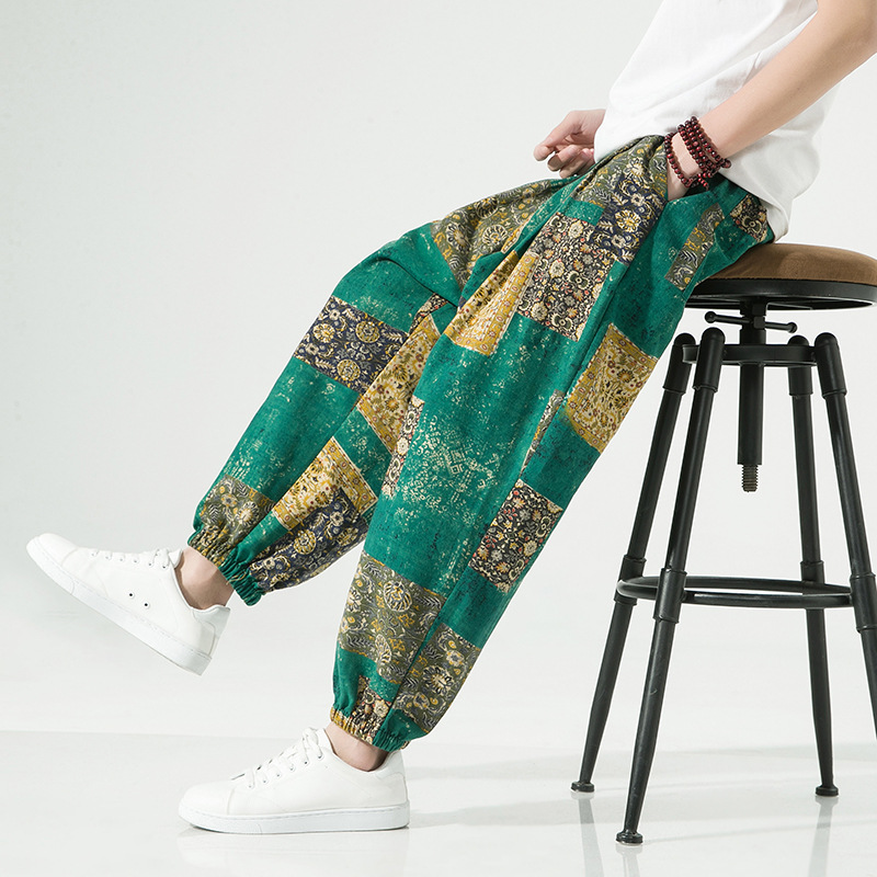 Pantalon en Lin Zenflow Respirant Décontracté avec Taille Elastique et Cordon de Serrage