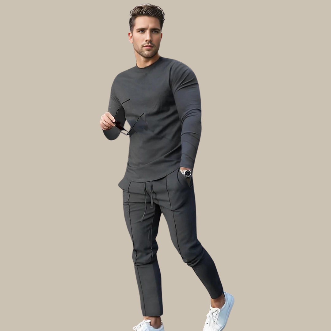 Ensemble Deux Pièces Décontracté Pour Homme James Avec Haut À Manches Longues Et Pantalon Jogger Amawinc