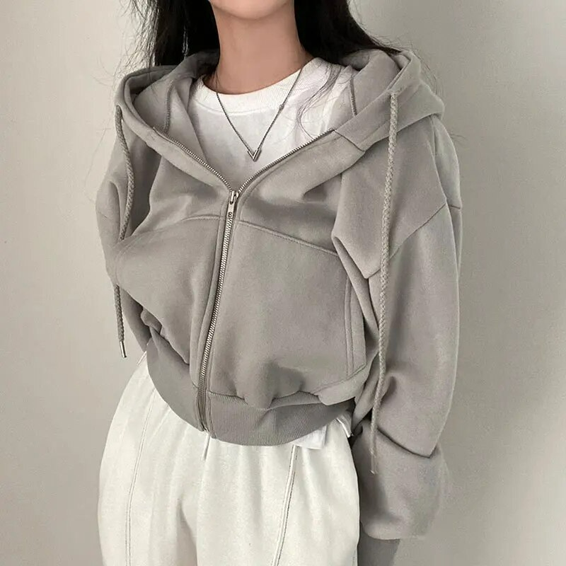 Kaitlyn Sweat À Capuche Court Zippé Pour Femme Hiver Confortable Et Stylé Pour La Vie Quotidienne