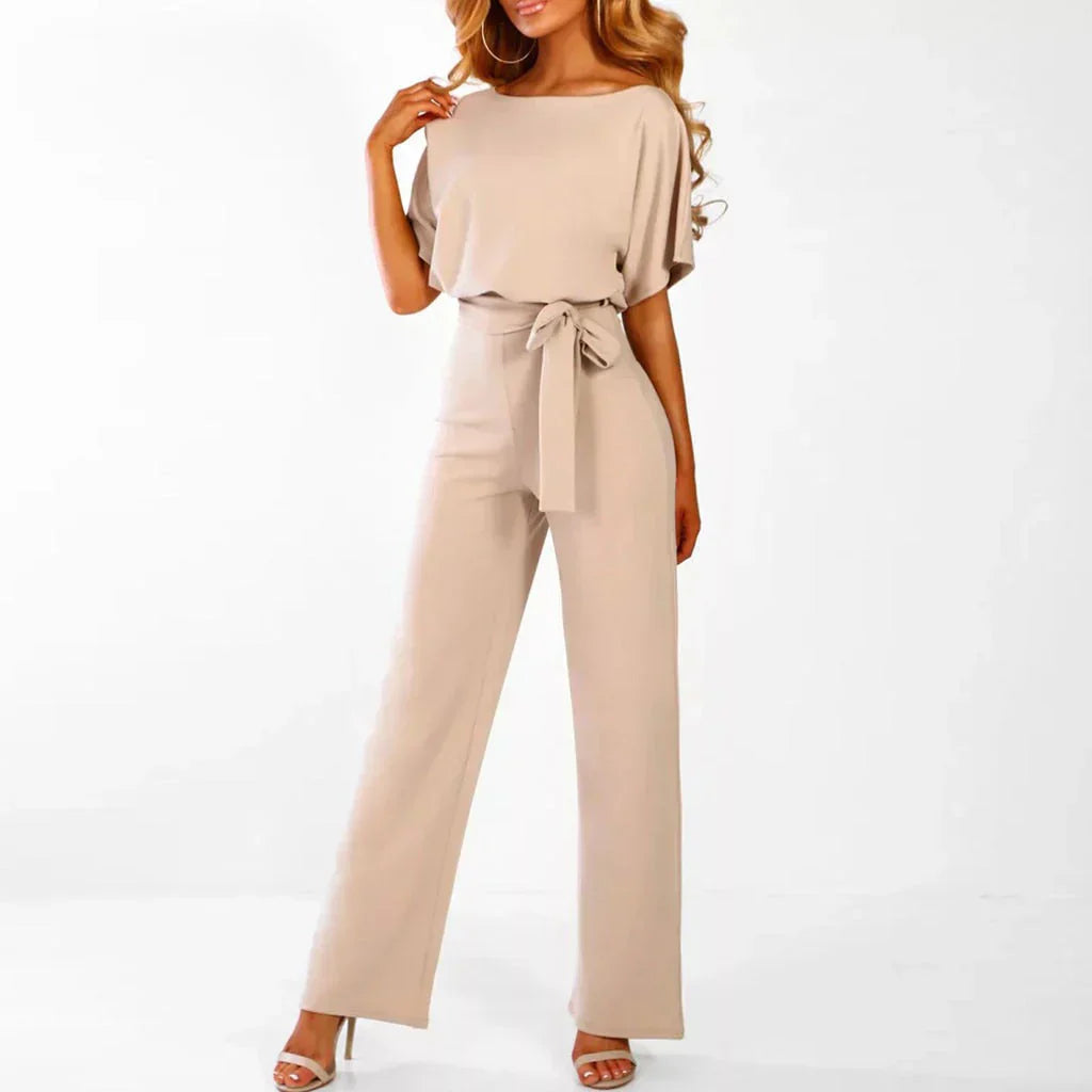 Combinaison Femme Ample Avec Ceinture À Nouer À La Taille Et Jambes Évasées Élégante Et Confortable