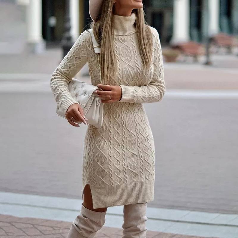 Amy: Winterpulloverkleid mit Schlitz