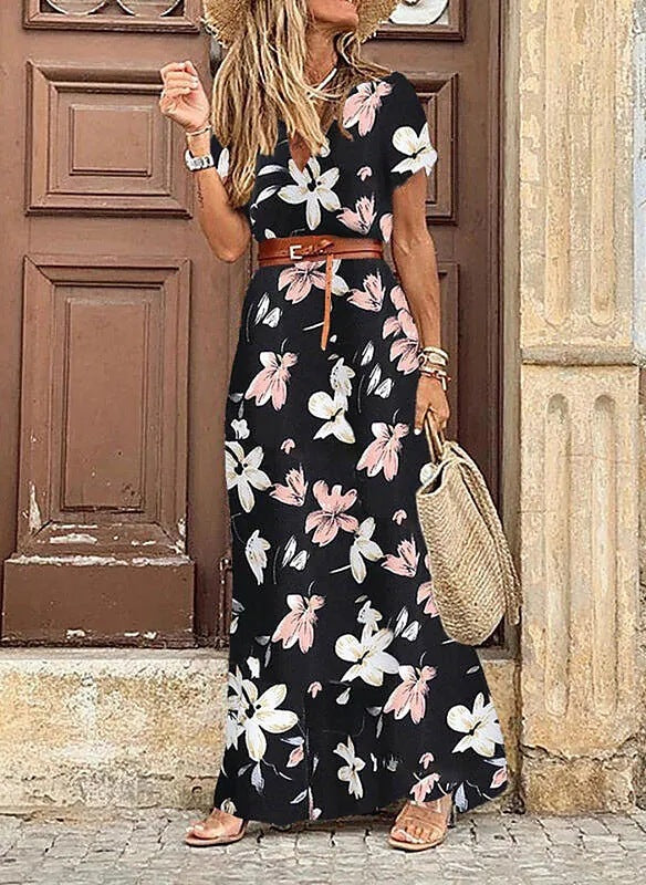 Blumenkleid von Fudus im Boho-Stil mit V-Ausschnitt
