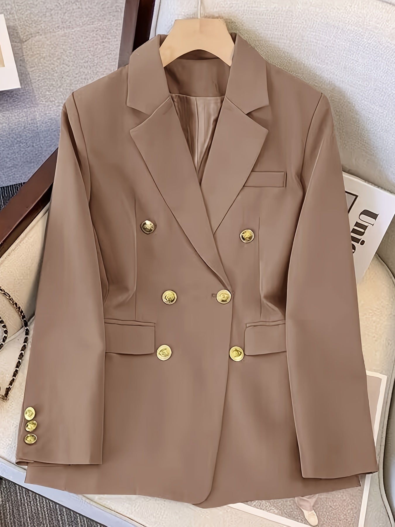 Veste Femme Double Boutonnage Amawinc Nordic Flair Sculptée Revers À Entaille Aspect Professionnel