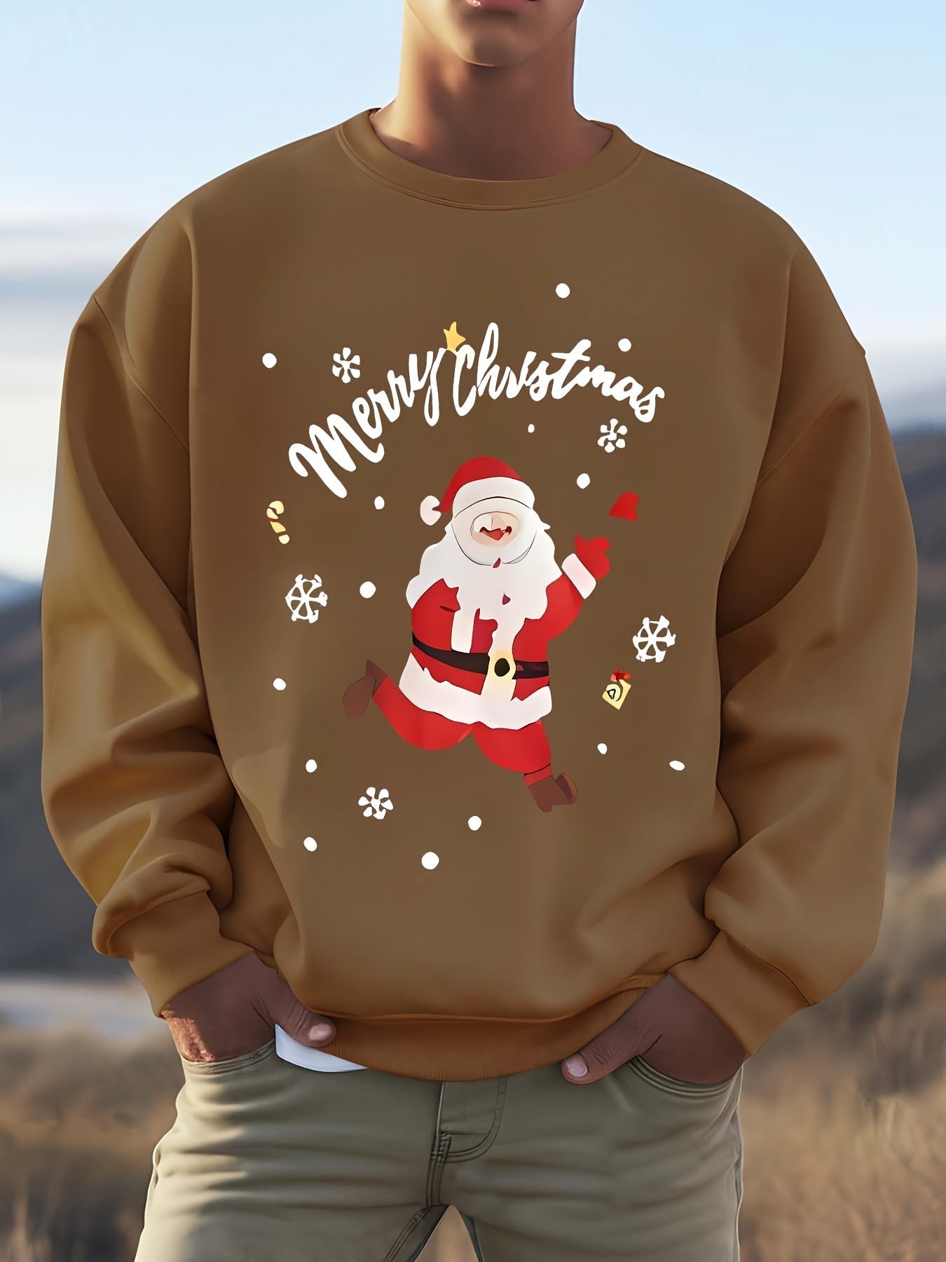 Amawinc | Sweatshirt mit Weihnachtsmotiv Baumwolle Frohe Weihnachten Design