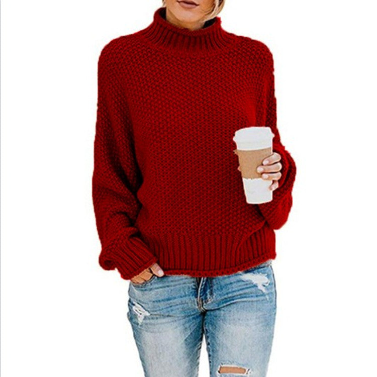 Bella Pull Col Roulé Tricot Épais Pour Femmes Oversize Chaud Et Confortable Pour Hiver