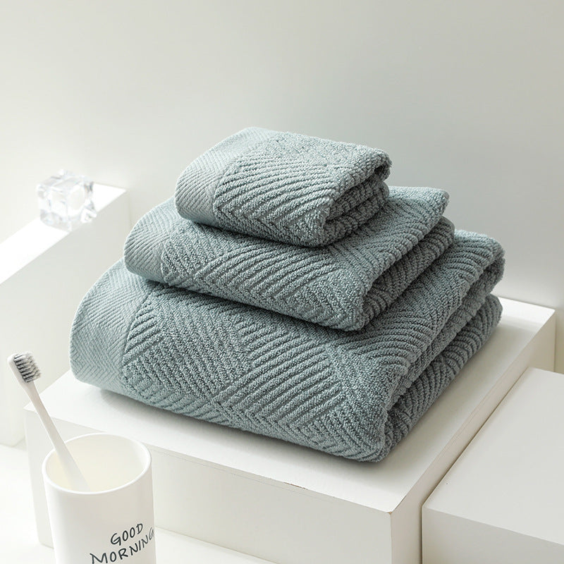 Ensemble De Serviettes De Bain En Coton Avec Texture Subtile Et Motif Géométrique