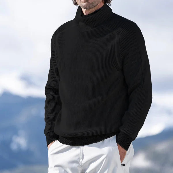 Amawinc Brandon Pull Col Roulé Hiver Décontracté Pour Homme Maille Côtes Douces Pour Superposer Chaleur et Confort