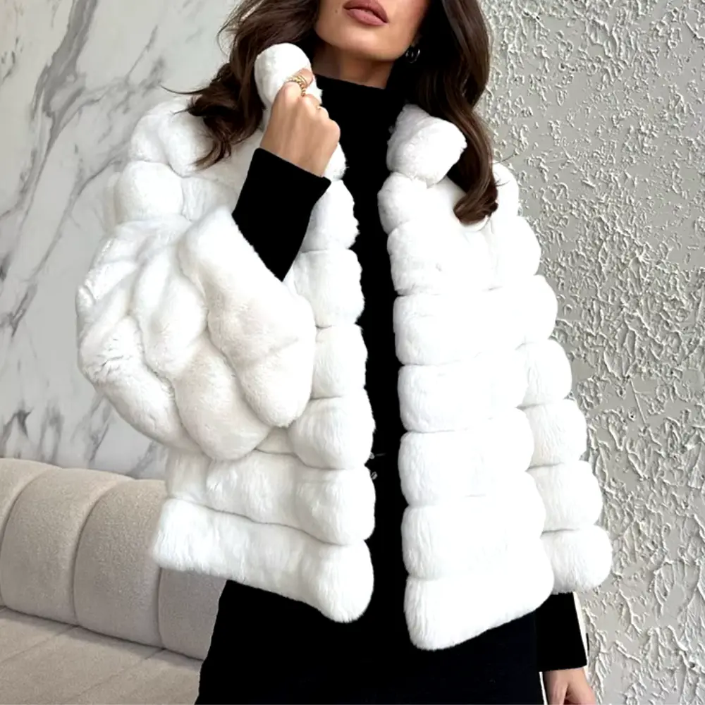 Amelie Manteau En Fourrure Synthétique Court Moderne Avec Doublure Douce Et Luxueux