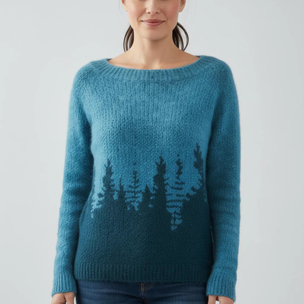 Pull Imprimé Pour Femme Col Rond Coupe Décontractée Idéal Pour Superposer Imprimés Fair Isle Et Motifs Arbres
