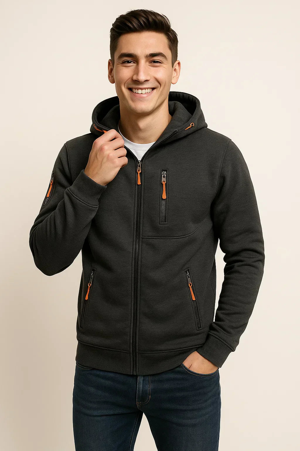 Sweat À Capuche Zippé Pour Homme Amawinc Confort Quotidien Style Moderne Idéal Pour Matins Frais et Sorties Décontractées