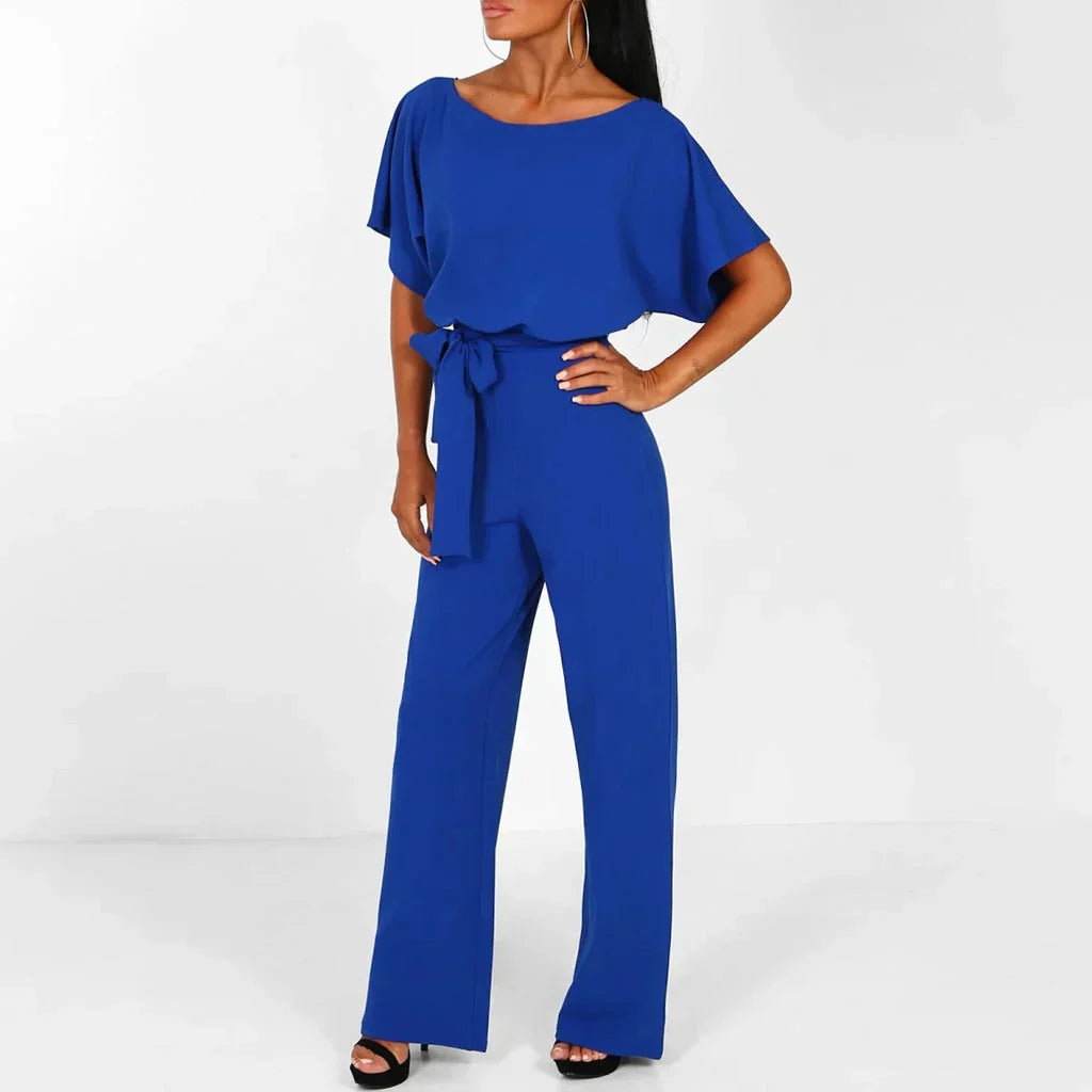 Combinaison Femme Ample Avec Ceinture À Nouer À La Taille Et Jambes Évasées Élégante Et Confortable