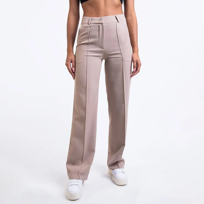 Pantalon Tailleur Femme Taille Haute à Jambes Évasées Avec Poches Élégant pour Bureau et Fête