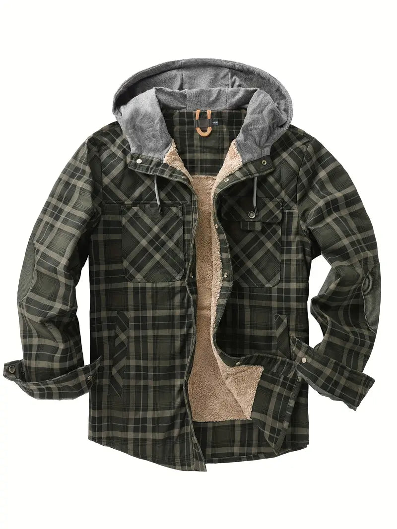 Amawinc Veste À Capuche Wyatt Carreaux Avec Doublure Polaire Confortable Pour Plein Air Toutes Saisons