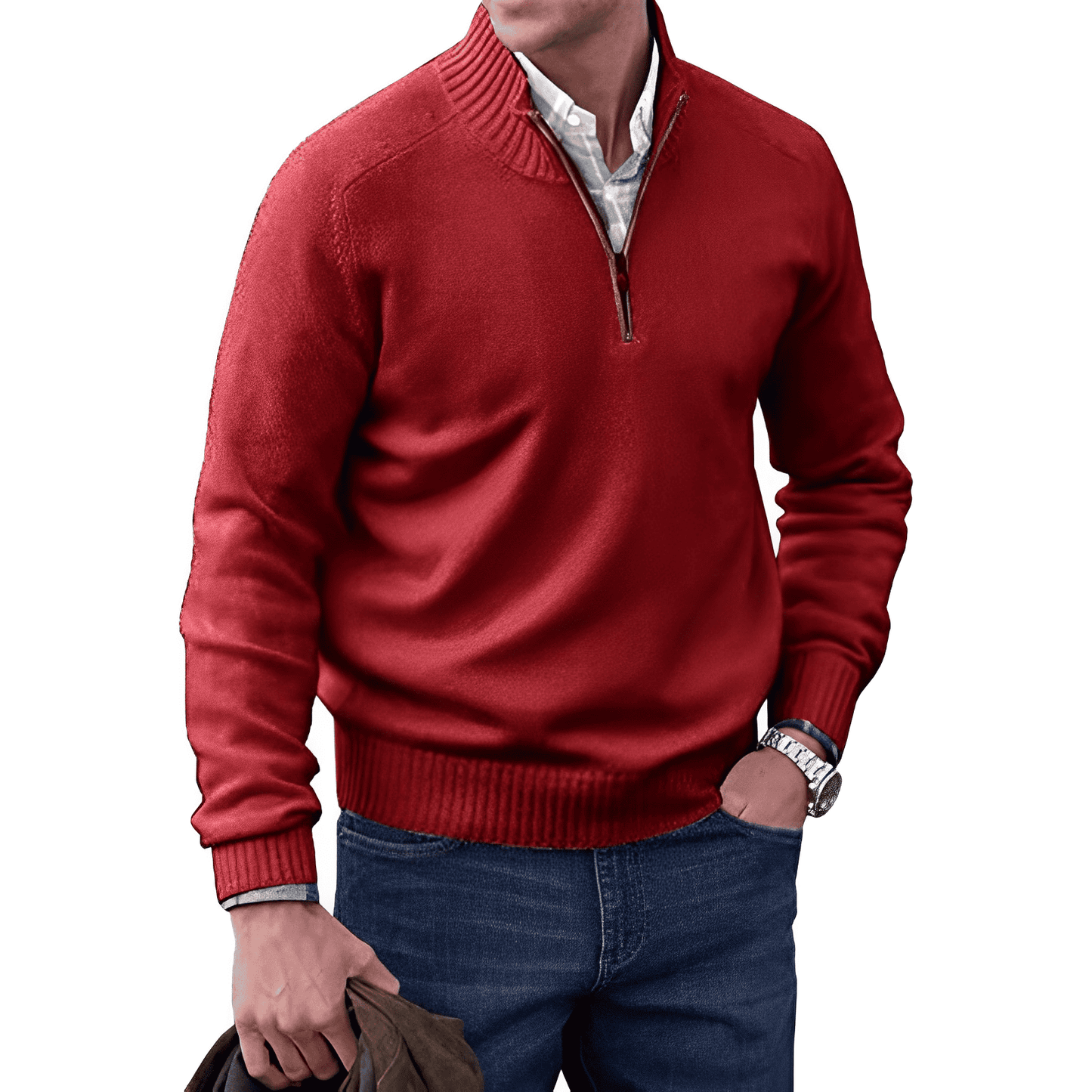 Pull Homme Demi Zip En Maille Evan Pour Superposition Chaude Confort Quotidien Amawinc