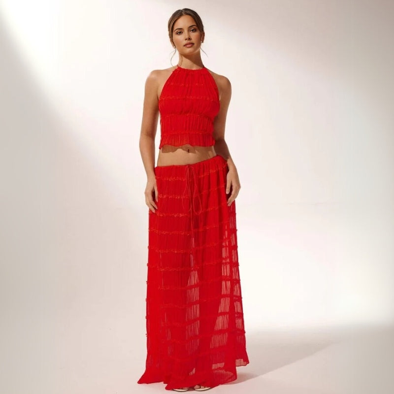 Amawinc Léora Ensemble Deux Pièces Confortable et Élégant pour Vie Quotidienne et Occasions