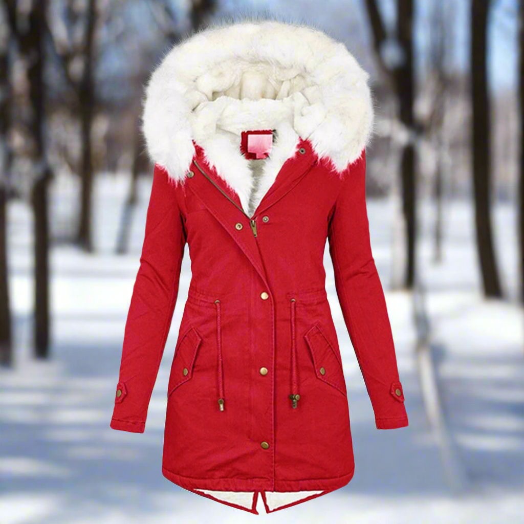 Parka Femme Cintrée Imperméable À Capuche En Fourrure Synthétique Longue Pour Automne Et Hiver
