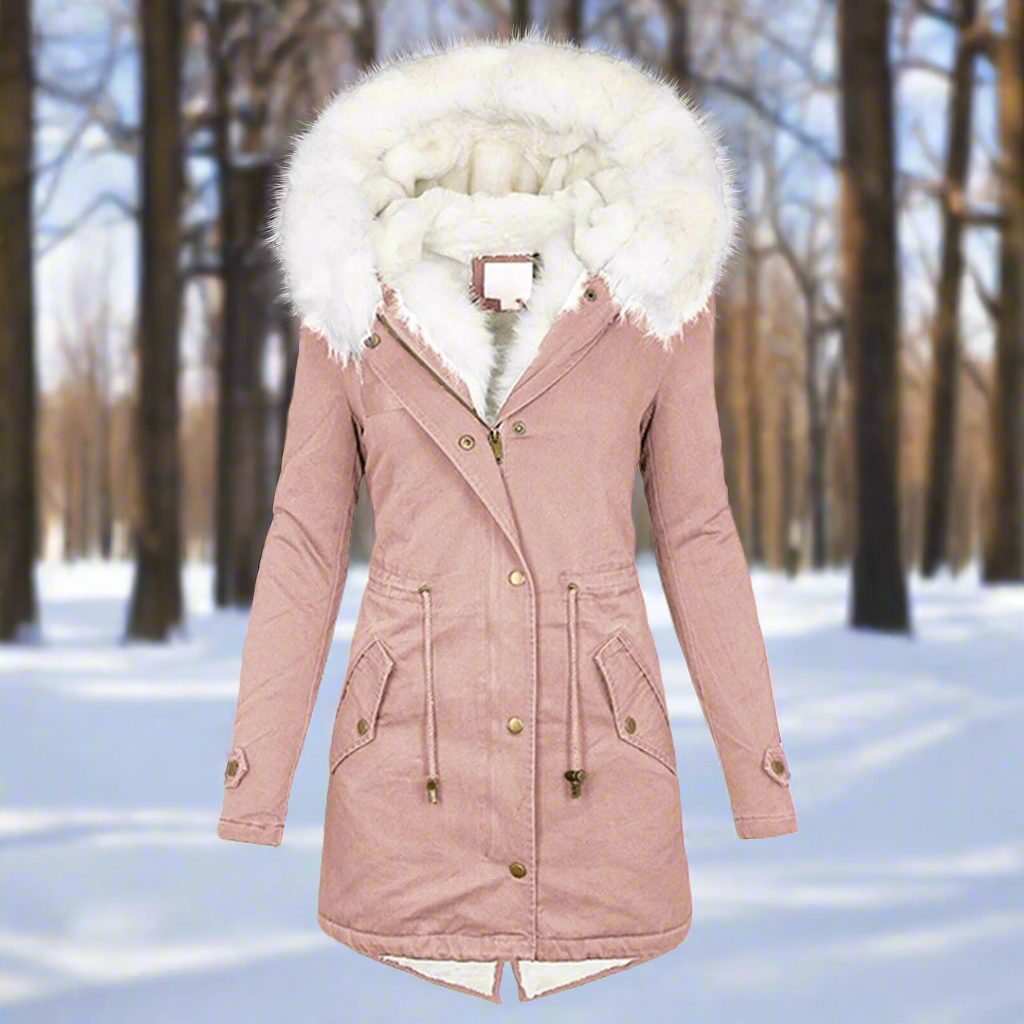 Parka Femme Cintrée Imperméable À Capuche En Fourrure Synthétique Longue Pour Automne Et Hiver