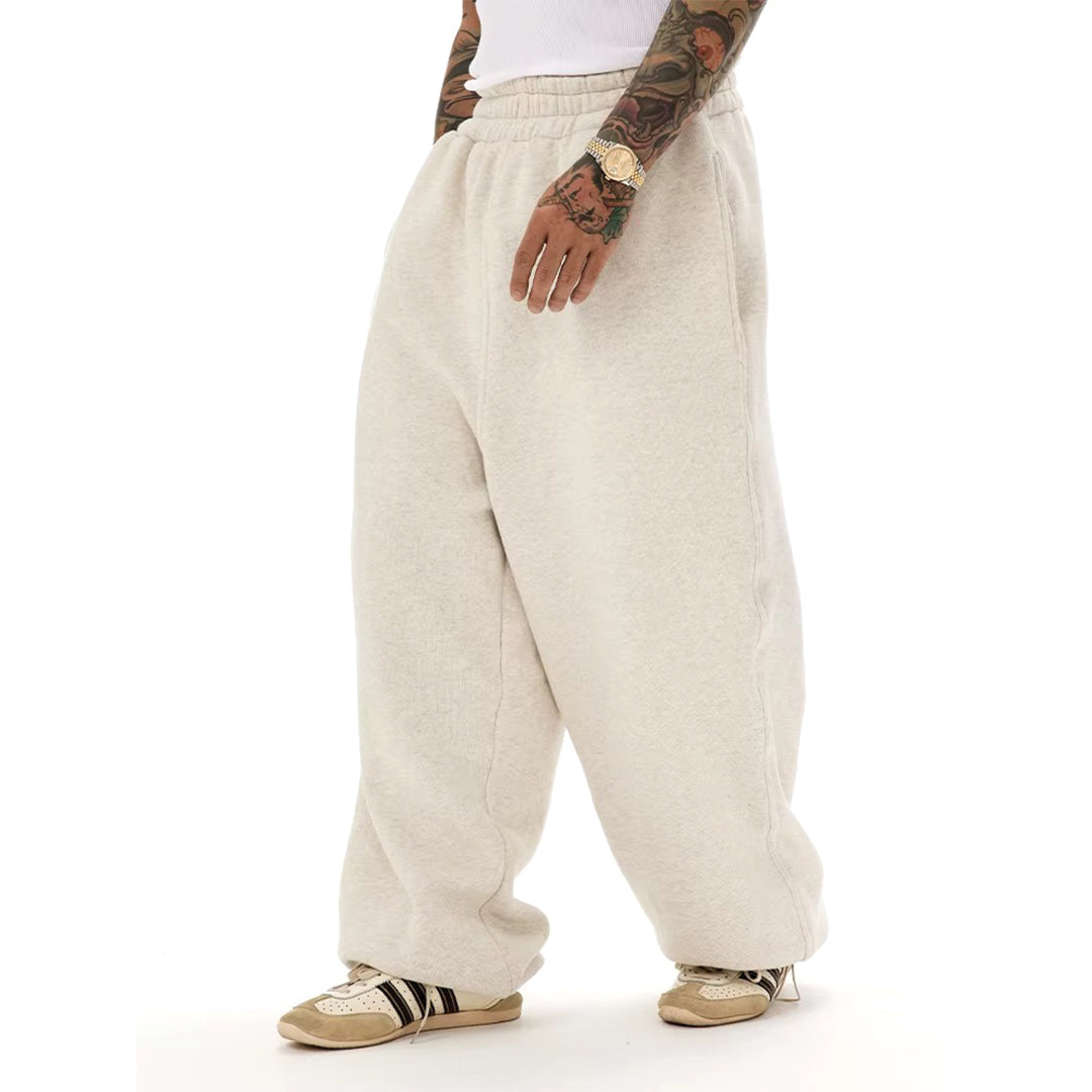 Amawinc Pantalon Survêtement Baggy en Maille Douce Premium Coton à Jambe Large et Ceinture Élastique