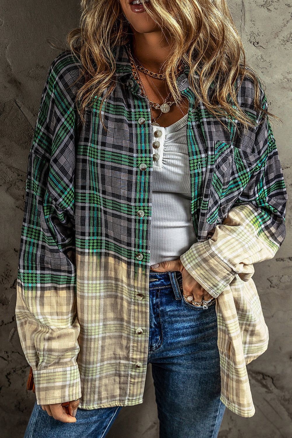 Amawinc | Patchwork Cam Jacket in Checkered Cotton Blend Trendy und Unique