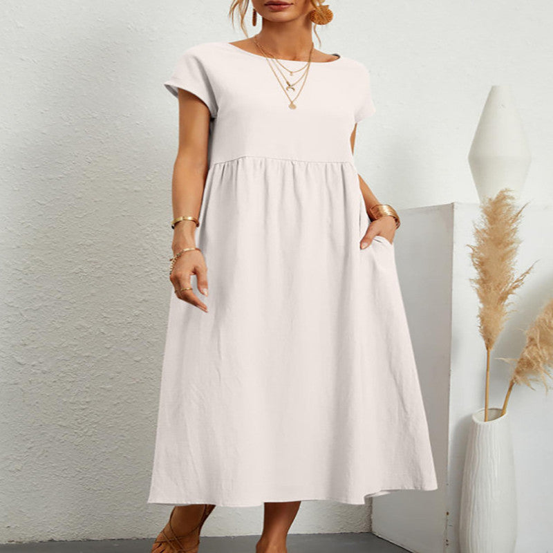 Baumwoll-Leinen Kleid von Fudus, ärmellos, mit Taschen