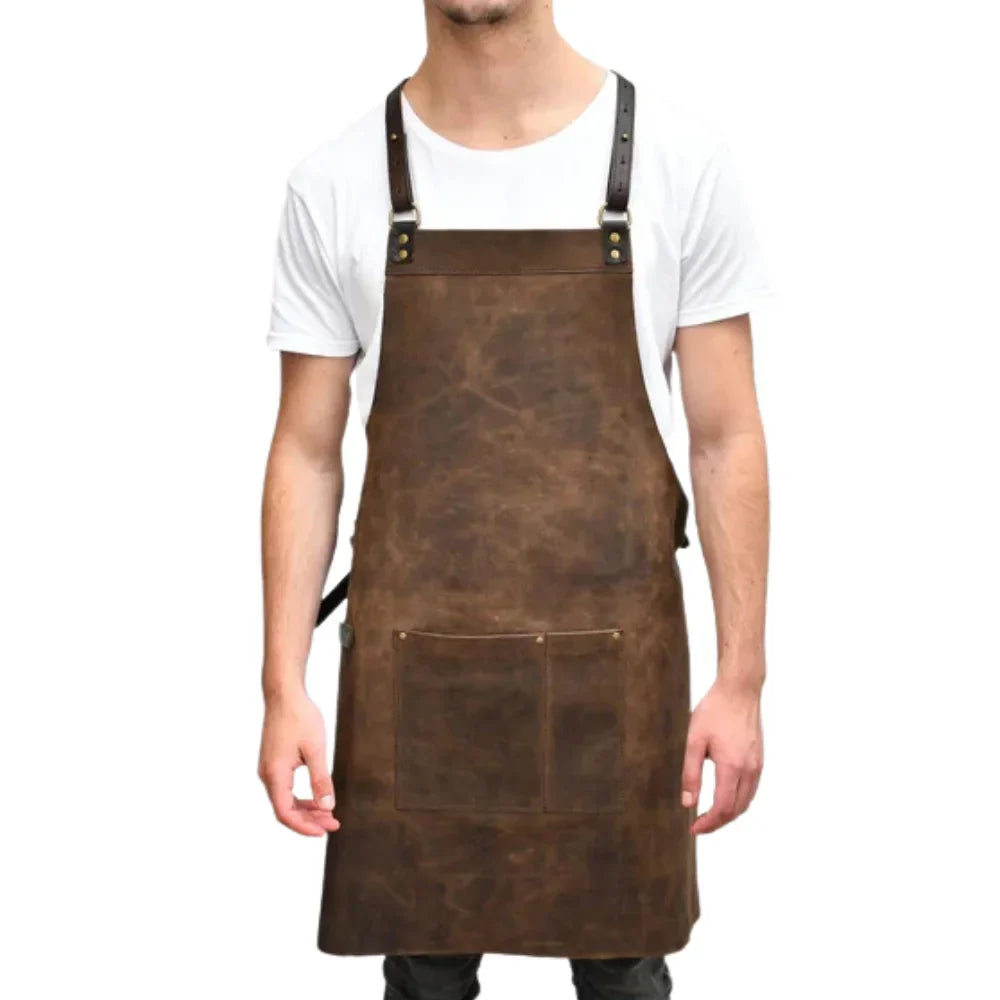 Tablier En Cuir Véritable Pour Barbecue Et Grillage Chef Cuisine Artisanat Fabriqué En Argentine