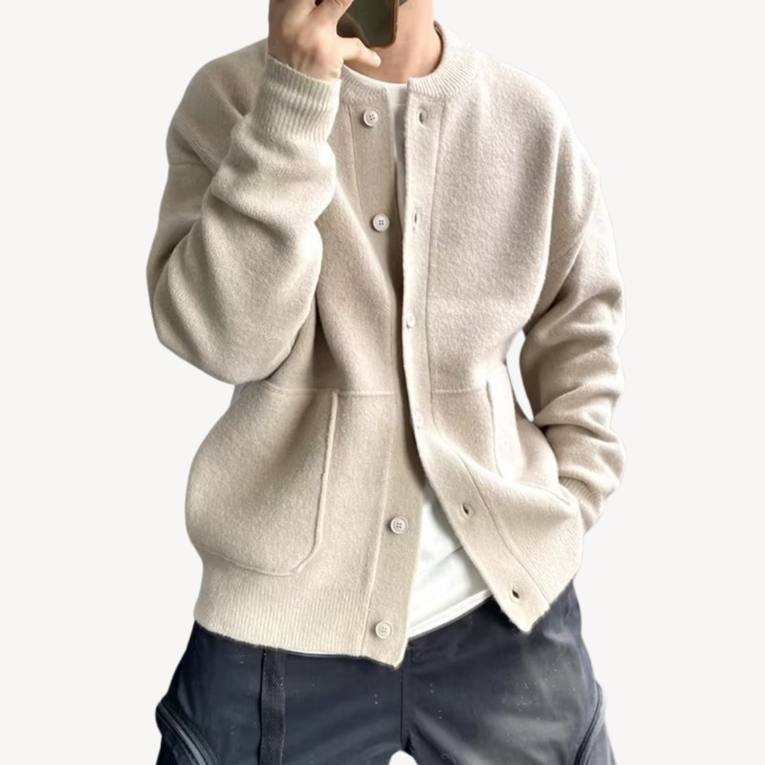 Cardigan Homme Coupe Décontractée Texture De Laine Douce Fermeture À Boutons Bords Côtes Confort Quotidien