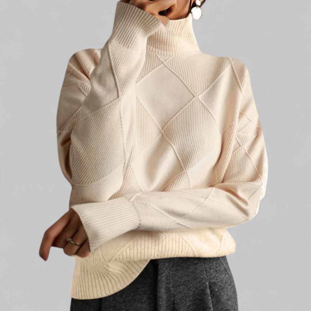 Rebecca Pull Col Roulé Oversize Femme Motifs Hivernaux Chaud Et Confortable Pour Un Style Décontracté Et Doux Toucher