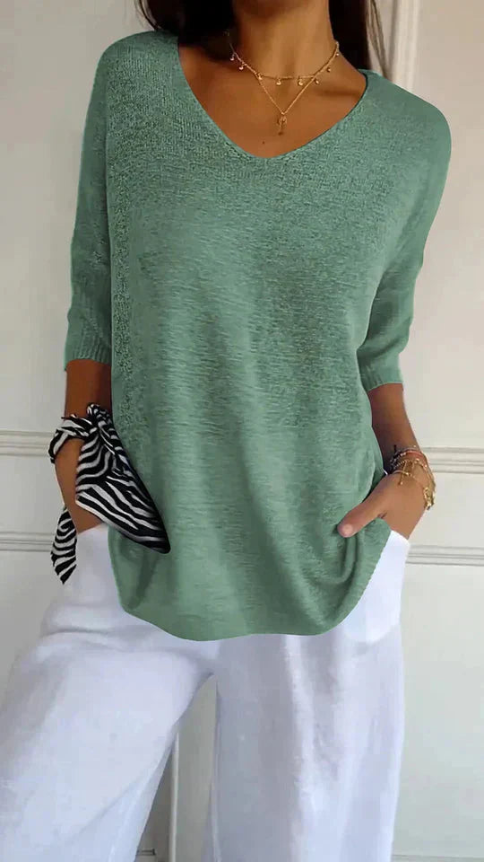Angenehmes Damen-Strickpullover mit V-Ausschnitt Chiara