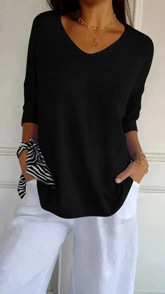 Angenehmes Damen-Strickpullover mit V-Ausschnitt Chiara