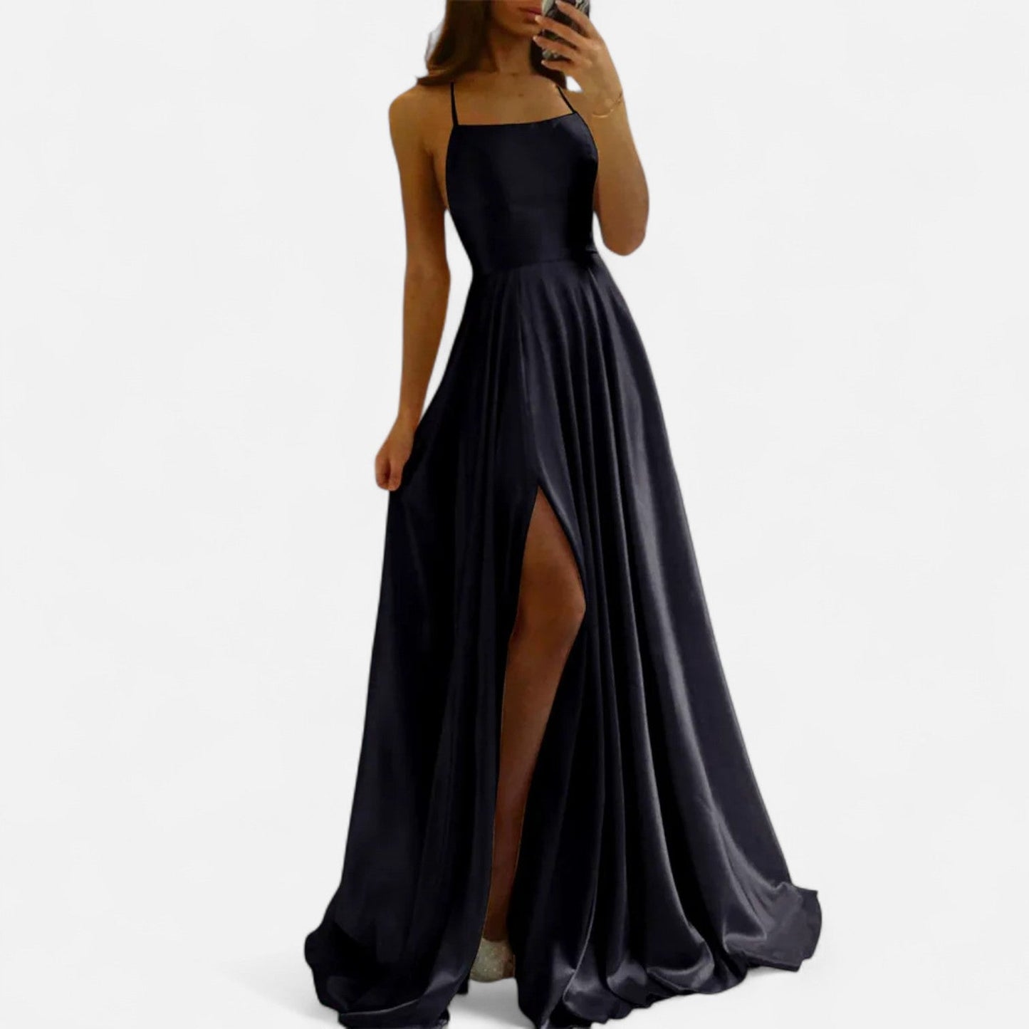 Robe Maxi Satin À Fente Latérale Moderne Pour Femme Gabrielle Amawinc Élégante Idéale Pour Événements