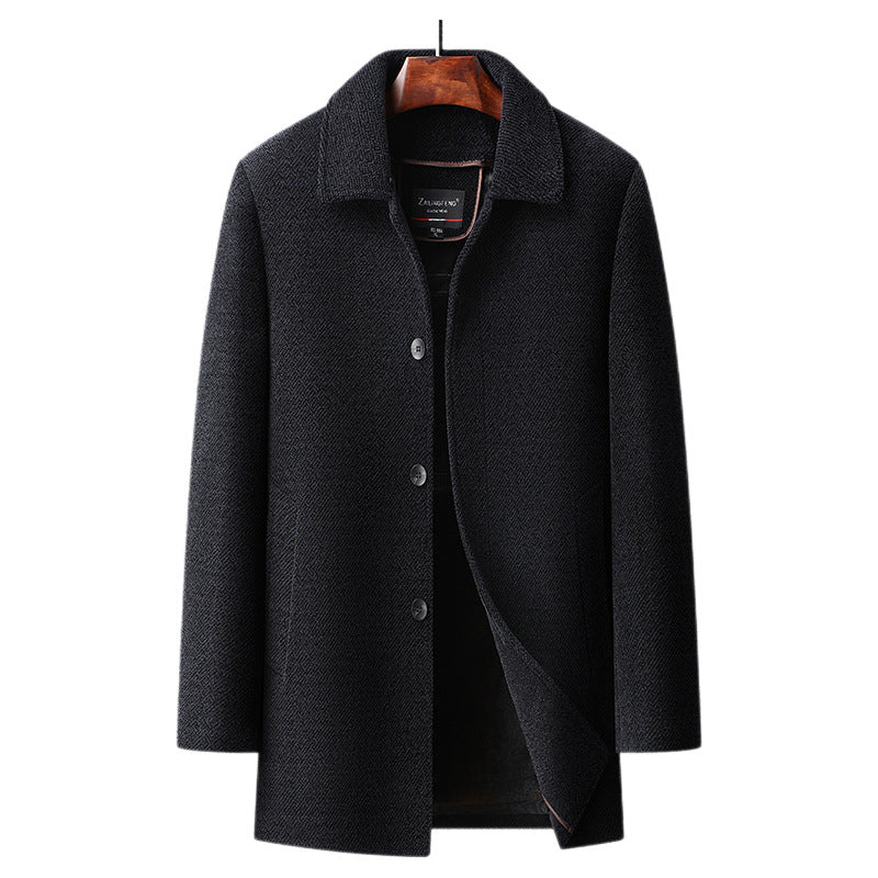 Manteau Homme Midi Regular Fit Noir Uni Simple Boutonnage Col Classique Nordisk Flair