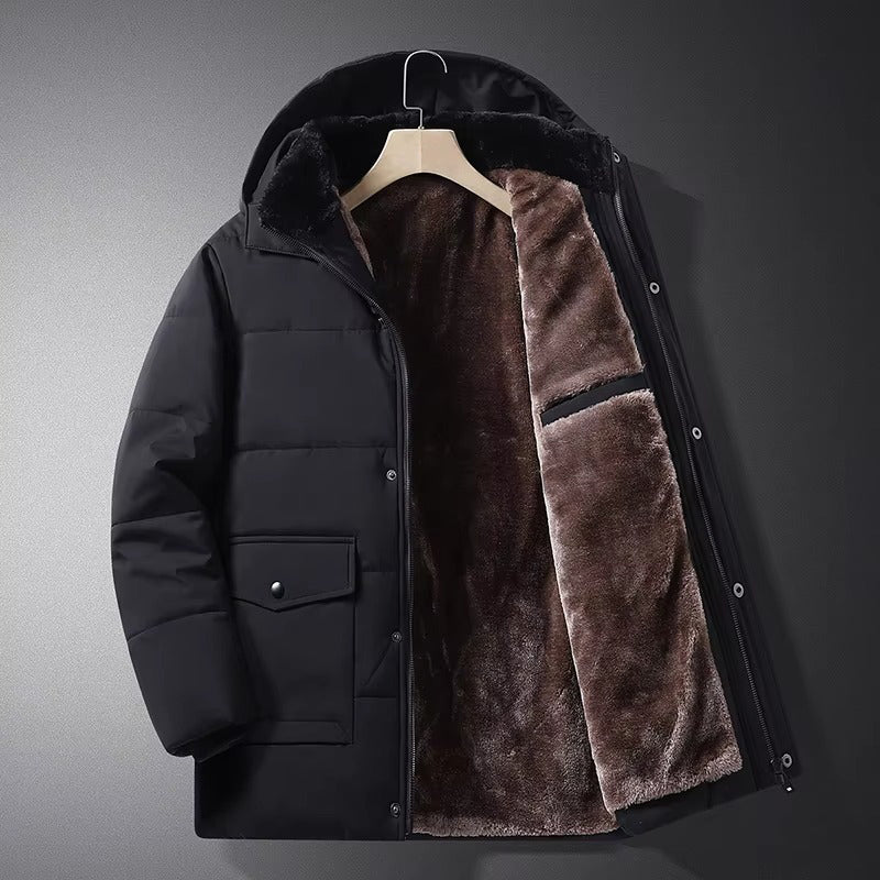Doudoune Hudson À Doublure Fourrure Moelleuse Puffer Chaude Avec Poches Patch Et Coupe Ajustée