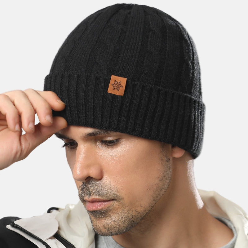 Bonnet Homme Tricot Épais Pour L Hiver Bleu Marine Chaud Et Confortable Pour Activités Extérieures